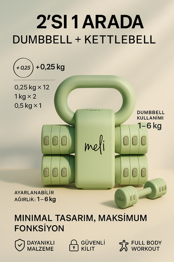 Join Meli Ayarlanabilir Dumbell & Kettlebell -Yeşil