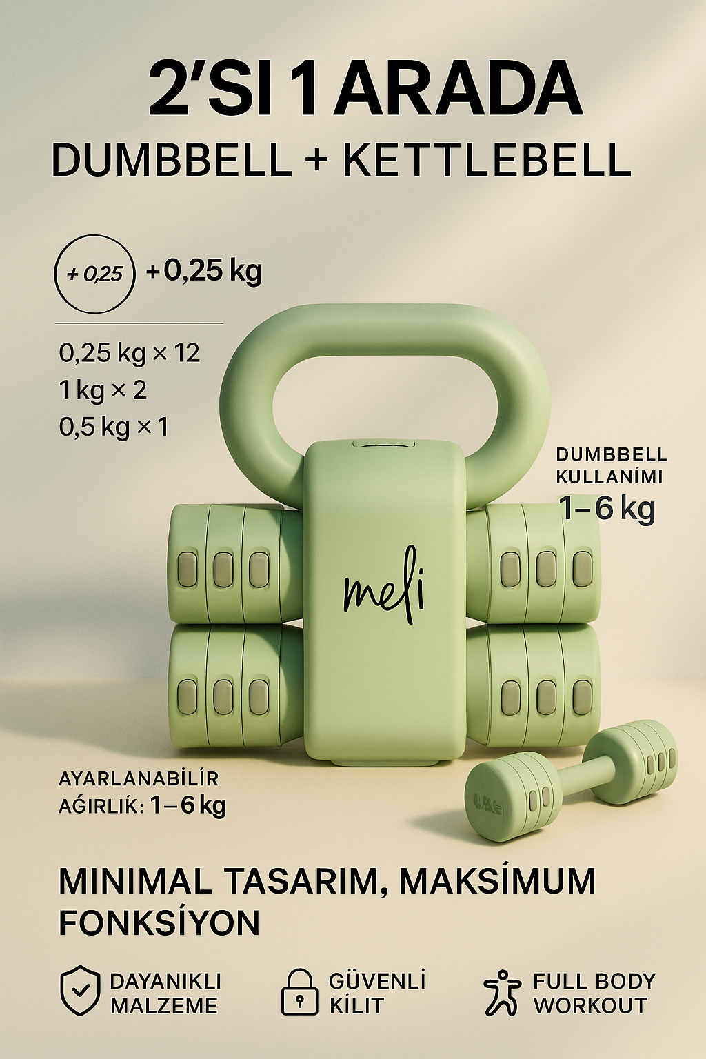 Ayarlanabilir Dumbell - Yeşil